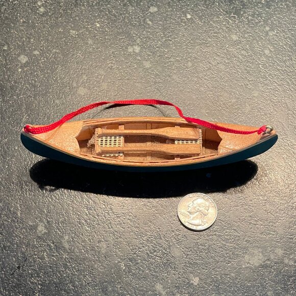 Adorable Wooden Canoe with Paddles Ornament - Picture 3 of 7